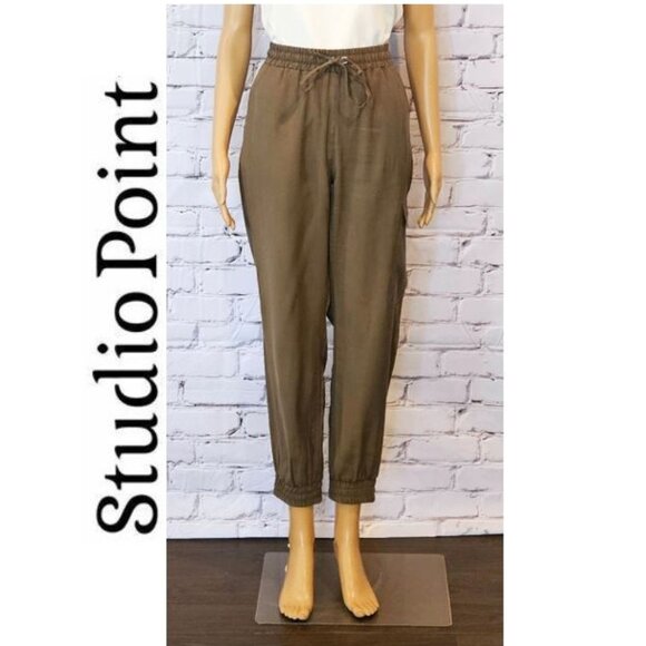 STUDIO POINT, olive green cargo pants - Picture 1 of 11